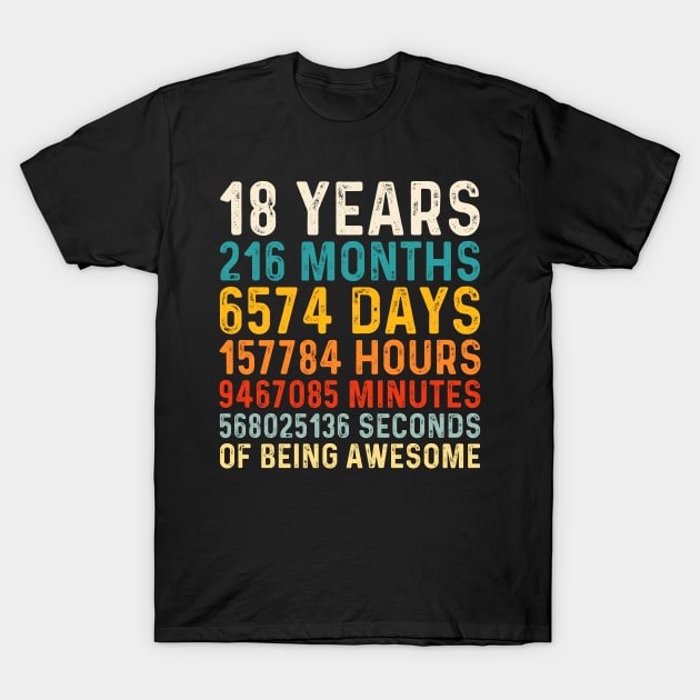 18 Years old of Being Awesome, 18th Birthday Gift Vintage T-Shirt by DragonTees